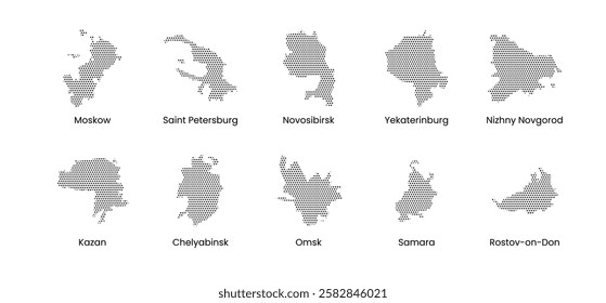 Russia city map vector set