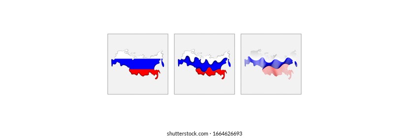 Russia coloring the map and concept flag. Vector