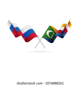Russia and Comoros flags. Vector illustration.