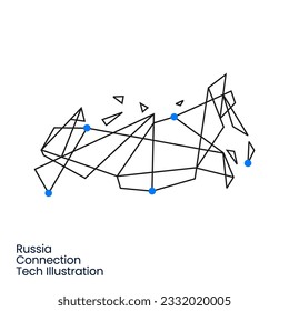 Russia Connection Tech Technology Geometric Polygonal Logo Vector Icon Illustration
