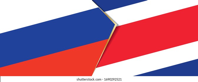 Russia and Costa Rica flags, two vector flags symbol of relationship or confrontation.