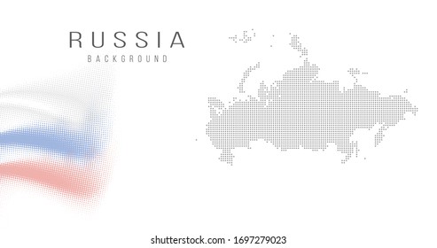 Russia country map backgraund made from halftone dot pattern, Flag colors. Vector illustration isolated on white background