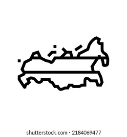 russia country map flag line icon vector. russia country map flag sign. isolated contour symbol black illustration