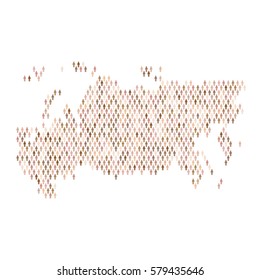 Russia country map made up of people icon