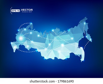 Russia Country Map Polygonal With Spot Lights Places