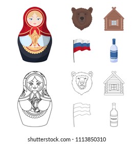 Russia, country, nation, matryoshka .Russia country set collection icons in cartoon,outline style vector symbol stock illustration web.