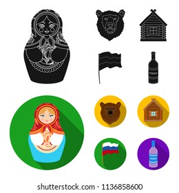 Russia, country, nation, matryoshka .Russia country set collection icons in black, flat style vector symbol stock illustration web.