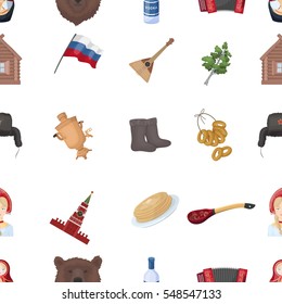 Russia country pattern icons in cartoon style. Big collection of Russia country vector symbol stock illustration
