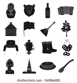 Russia country set icons in black style. Big collection of Russia country vector symbol stock illustration