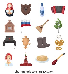 Russia country set icons in cartoon style. Big collection of Russia country vector symbol stock illustration