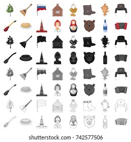 Russia country set icons in cartoon style. Big collection of Russia country vector symbol stock illustration