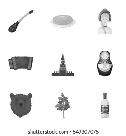 Russia country set icons in monochrome style. Big collection of Russia country vector symbol stock illustration
