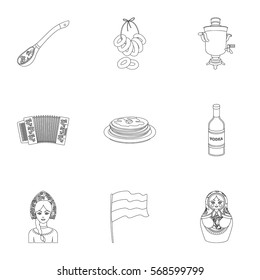 Russia country set icons in outline style. Big collection of Russia country vector symbol stock illustration