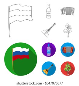 Russia, country, vodka,accordion .Russia country set collection icons in outline,flat style vector symbol stock illustration web.