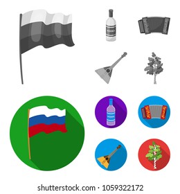 Russia, country, vodka,accordion .Russia country set collection icons in monochrome,flat style vector symbol stock illustration web.