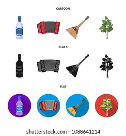 Russia, country, vodka,accordion .Russia country set collection icons in cartoon,black,flat style vector symbol stock illustration web.
