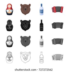 Russia, country,music and other web icon in cartoon style. Accordion, instrument, musical, icons in set collection.