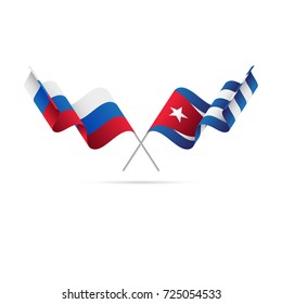 Russia and Cuba flags. Vector illustration.