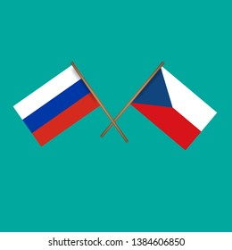 Russia And Czech Republic Crossed Flags.Language Learning Or Travel Concept