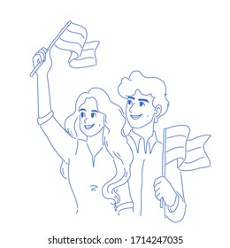 Russia Day concept design of vector. Cartoon character boy and girl.