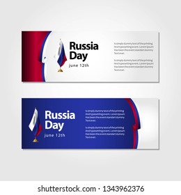 Russia Day Flag Vector Template Design Illustration