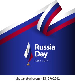 Russia Day Flag Vector Template Design Illustration