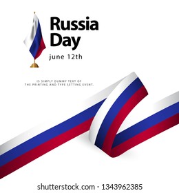 Russia Day Flag Vector Template Design Illustration