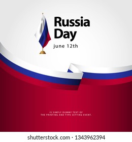 Russia Day Flag Vector Template Design Illustration