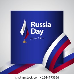 Russia Day Flag Vector Template Design Illustration