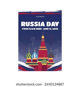 Russia day flyer poster template design