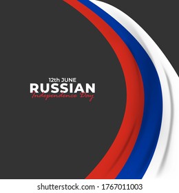 Russia Day (Russian: Den Rossii). Happy national holiday. Celebrated annually on June 12 in Russia. Russian flag. Patriotic poster design. Vector illustration