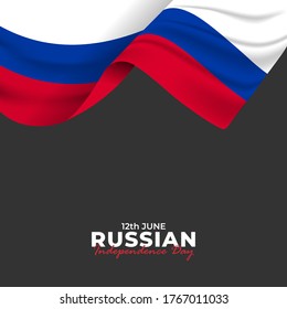 Russia Day (Russian: Den Rossii). Happy national holiday. Celebrated annually on June 12 in Russia. Russian flag. Patriotic poster design. Vector illustration