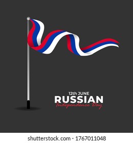 Russia Day (Russian: Den Rossii). Happy national holiday. Celebrated annually on June 12 in Russia. Russian flag. Patriotic poster design. Vector illustration