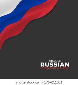 Russia Day (Russian: Den Rossii). Happy national holiday. Celebrated annually on June 12 in Russia. Russian flag. Patriotic poster design. Vector illustration