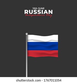 Russia Day (Russian: Den Rossii). Happy national holiday. Celebrated annually on June 12 in Russia. Russian flag. Patriotic poster design. Vector illustration