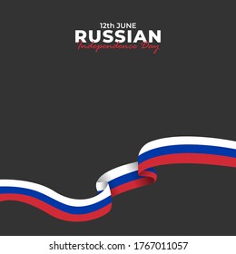 Russland-Tag (Russisch: Den Rossii). Fröhlicher Nationalfeiertag. Jährlich feiert man am 12. Juni in Russland. Russische Flagge. Patriotisches Plakatdesign. Vektorgrafik