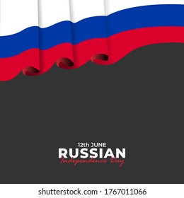 Russia Day (Russian: Den Rossii). Happy national holiday. Celebrated annually on June 12 in Russia. Russian flag. Patriotic poster design. Vector illustration