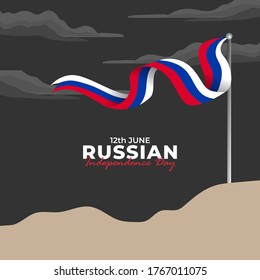 Russia Day (Russian: Den Rossii). Happy national holiday. Celebrated annually on June 12 in Russia. Russian flag. Patriotic poster design. Vector illustration