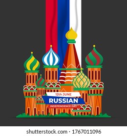 Russia Day (Russian: Den Rossii). Happy national holiday. Celebrated annually on June 12 in Russia. Russian flag. Patriotic poster design. Vector illustration