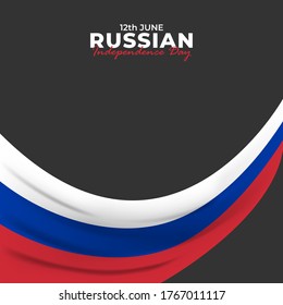 Russland-Tag (Russisch: Den Rossii). Fröhlicher Nationalfeiertag. Jährlich feiert man am 12. Juni in Russland. Russische Flagge. Patriotisches Plakatdesign. Vektorgrafik