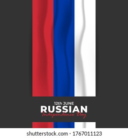 Russia Day (Russian: Den Rossii). Happy national holiday. Celebrated annually on June 12 in Russia. Russian flag. Patriotic poster design. Vector illustration