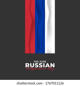 Russia Day (Russian: Den Rossii). Happy national holiday. Celebrated annually on June 12 in Russia. Russian flag. Patriotic poster design. Vector illustration