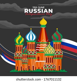 Russia Day (Russian: Den Rossii). Happy national holiday. Celebrated annually on June 12 in Russia. Russian flag. Patriotic poster design. Vector illustration