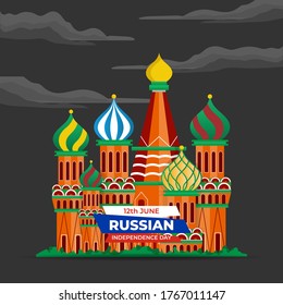 Russia Day (Russian: Den Rossii). Happy national holiday. Celebrated annually on June 12 in Russia. Russian flag. Patriotic poster design. Vector illustration