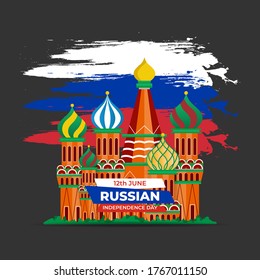 Russia Day (Russian: Den Rossii). Happy national holiday. Celebrated annually on June 12 in Russia. Russian flag. Patriotic poster design. Vector illustration