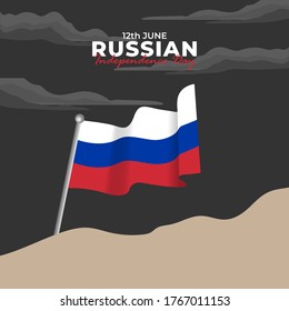 Russia Day (Russian: Den Rossii). Happy national holiday. Celebrated annually on June 12 in Russia. Russian flag. Patriotic poster design. Vector illustration