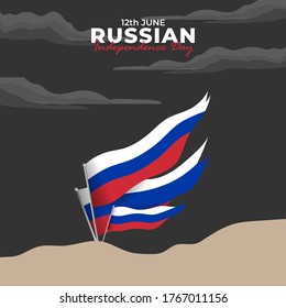 Russia Day (Russian: Den Rossii). Happy national holiday. Celebrated annually on June 12 in Russia. Russian flag. Patriotic poster design. Vector illustration