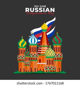 Russia Day (Russian: Den Rossii). Happy national holiday. Celebrated annually on June 12 in Russia. Russian flag. Patriotic poster design. Vector illustration