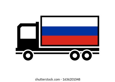 russia delivery truck on a white background
