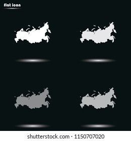 Russia detailed map flat grayscale vector icon.